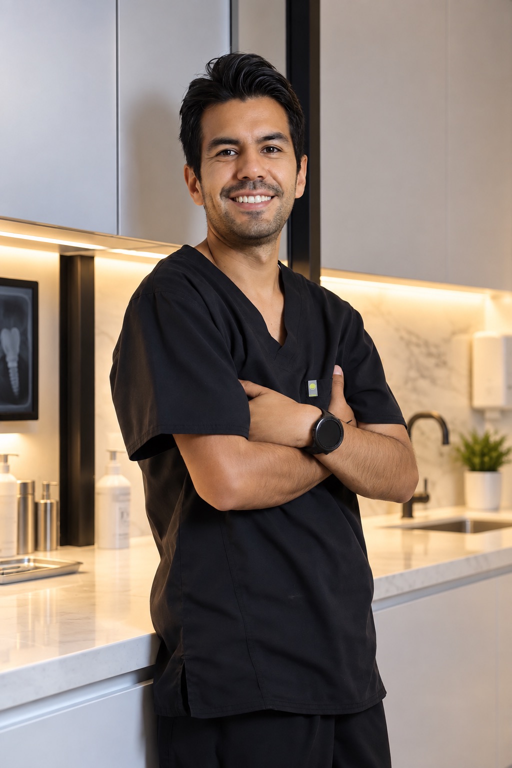 Dr. David Ceballos, periodontist and implant surgeon, in his clinic